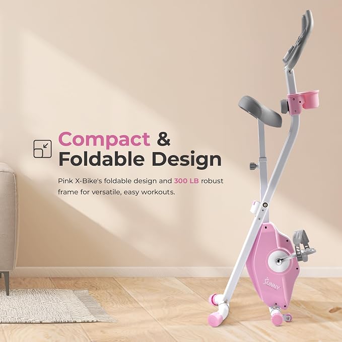Sunny Health & Fitness Smart Foldable Magnetic X-Bike, Low-Impact Workouts