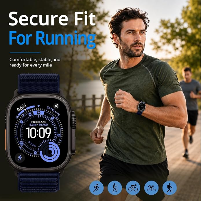 Nylon Loop Sport Band Compatible with Apple Watch Ultra 3 2 Band 49mm 46mm 45mm 44mm 42mm 41mm 40mm 38mm Women Men, Stretchy Strap Elastic Fabric Wristband for iWatch Series 11 10 SE 9 8 7 6 5 4 3 2 1