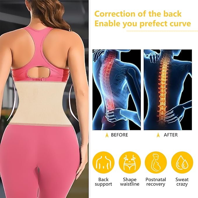 AMZBOSS Waist Trainers for Women Belly Fat, Waist Sweat Band for Women | Sweat Waist Trainer for Women, Belly Band Sweat Belt, Sweat Band for Stomach Weight Loss, Belly Wrap Waist Trimmer