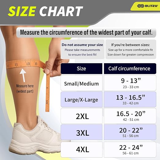 BLITZU Calf Compression Sleeves, 3 Pairs, Shin Splint Relief Running Socks | Footless Compression Socks for Men and Women, Leg & Muscle Support, Reduce Swelling, Pain, Fast Recovery for Travel, Fitness