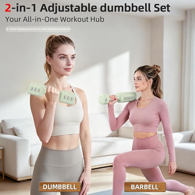 Abahub 2 in 1 Kettlebell & Dumbbell Set, Adjustable Dumbbell for Home Gym | Dumbbell with Kettlebell Converter Set of 2, Full Body Workout Kettlebell for Women