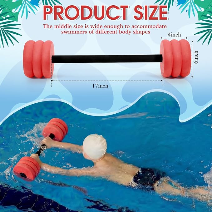 Soulchen Long Aquatic Exercise Dumbbells Pool Exercise Foam Water Weights Dumbbell Aquatic Pool Barbells with High Density EVA Foam for Swim Water Aerobics Workouts Loss