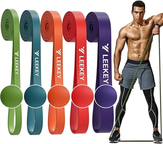 LEEKEY Pull Up Assistance Bands,5-125LB Resistance Bands with Grip、Door Anchor、Gym Bag - Exercise Bands for Full-Body Training, Fitness, Physical Therapy -USA Original Patent