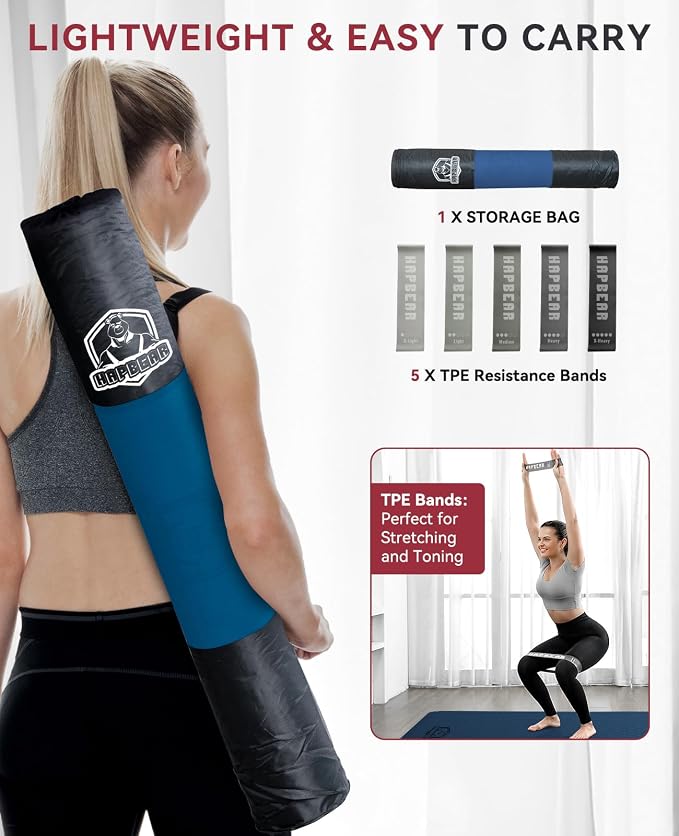 HAPBEAR Large Yoga Mat - 72"x36"x6mm (1/4 inch), Extra Wide Non-Slip Exercise Mat for Home Workout, Yoga, Pilates & Stretching, Durable, Includes Carry Bag