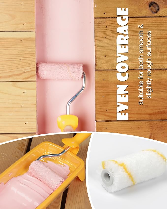 Voomey Paint Roller Kit, 2 Inch Microfiber Paint Roller Covers, 12 Pack | Small Paint Rollers with Tray and Roller Frame for Touch Up Painting Wall, Door, Cabinet