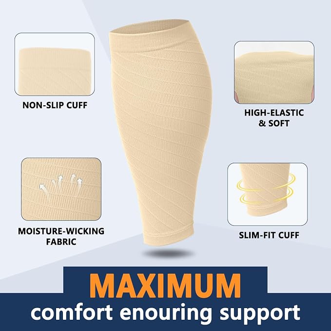 CTHH Calf Compression Sleeve for Men & Women Footless Compression Socks | 3 Pairs Graduated Compression Leg Sleeve Support for Shin Splints Pain Relief Running Flying Cycling Fitness Nurse