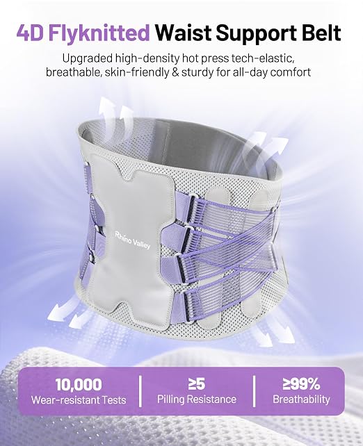 Back Brace for Women, Support Brace for Lower Support Back Pain Relief | Adjustable Lumbar Support Belt, Ergonomic Breathable Immediate Relief Brace for Herniated Disc Sciatica Scoliosis,Purple,L