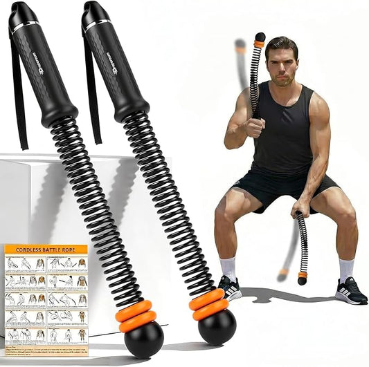 Weighted Ropeless Battle Ropes, 2.9lb Heavy Duty Portable Cordless Battle Ropes for Home Gym with Poster, Exercise Rope for Strength Building, Portable Ropeless Battle Rope with Storage Bag