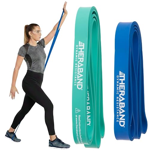 THERABAND High Resistance Band Set of 2, Exercise, Workout, Loop, M, 2-Pack | Elastic resistance band for exercise, strength training, stretching and physical therapy