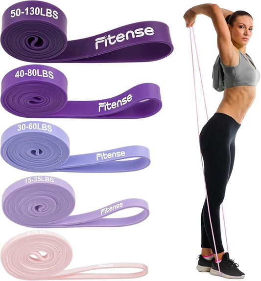 Fitense Resistance Bands Set - Pull Up Bands for Men Women, Exercise Bands Resistance with Door Anchor, Training Poster & Pouch for Body Stretching, Pull Up Assist