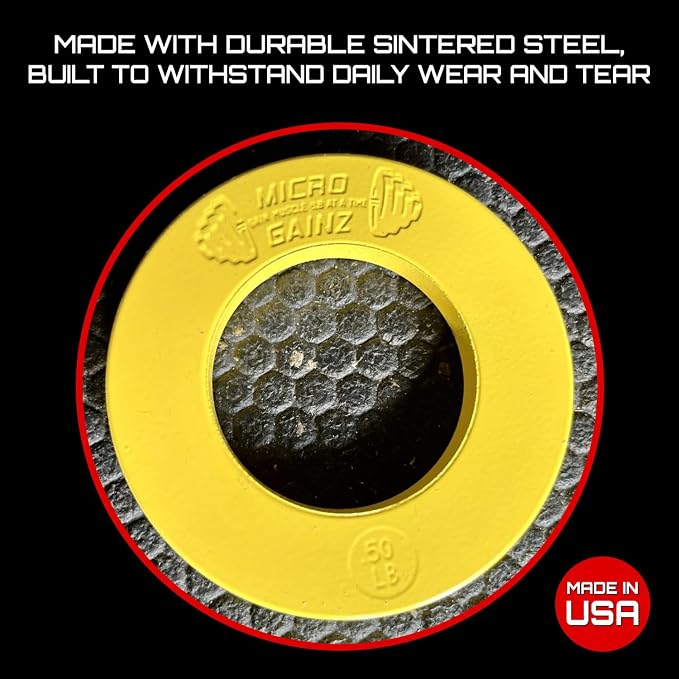 Micro Gainz Calibrated Fractional Weight Plate Set of 2 Plates, Choose Set (.25LB-1.25LB), Designed for Olympic Barbells for Strength Training & Micro Loading Bar Weights, Made in USA