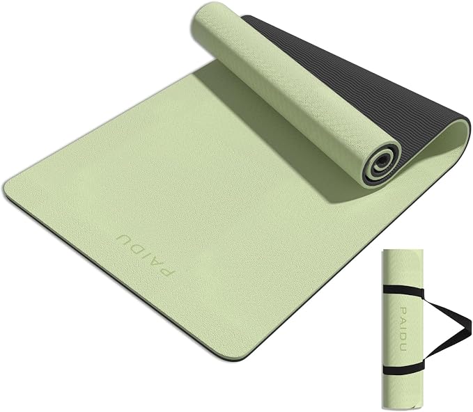 PAIDU Yoga Mat 8mm TPE Non‑Slip Fitness Mat with Strap for Home Workouts | SGS Certified, Odorless, Tear‑Resistant, Unisex, for Yoga, Pilates, Meditation, Home & Gym Workouts