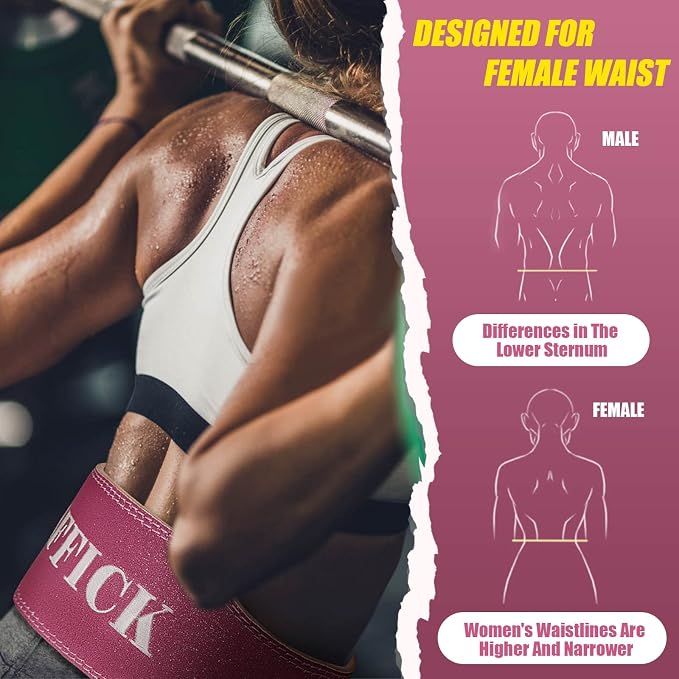 Jaffick Weight Lifting Belt For Ladies Leather Gym Belts Lower Waist Back Support For Women Men Fitness Squat Deadlift Heavy Duty Cross Training Gym Powerlifting Workout