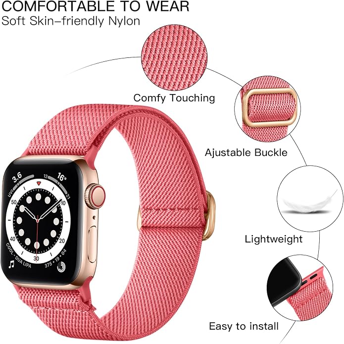 Lerobo Braided Band Compatible with Apple Watch Series 11 10 9 8 7 46mm 45mm 41mm Ultra SE 3 2 1 49mm Series 6 5 4 3 44mm 40mm 38mm 42mm Men iWatch Bands Women Stretchy Nylon Solo Loop Sport Strap