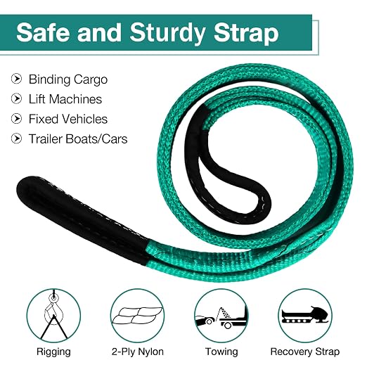 Lift Sling Straps,2" x 4' Heavy Duty Flat Eye Lift Sling | Lifting Straps Nylon Tree Saver Recovery Strap Web Sling Winch Strap Rigging Tow Hoist Gear Straps 6400 lb 5100 lb 12800 lb
