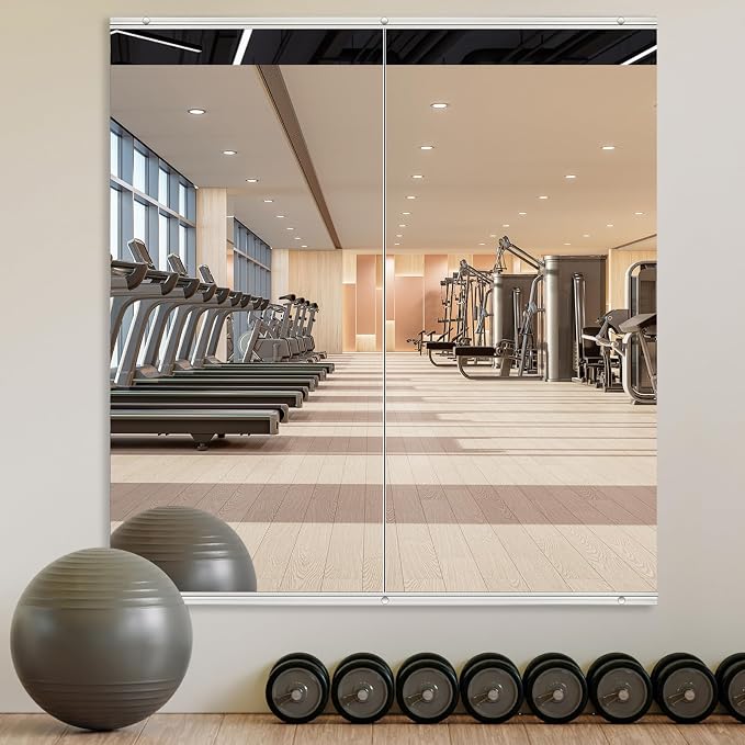 Home Gym Mirror,2 Pack Large 63x27.5 Inch Frameless Tempered Glass Wall Mirror, Full Body Workout and Decorative Mirrors for Home Gym, Yoga, Dance Studio, Garage, Exercise Room