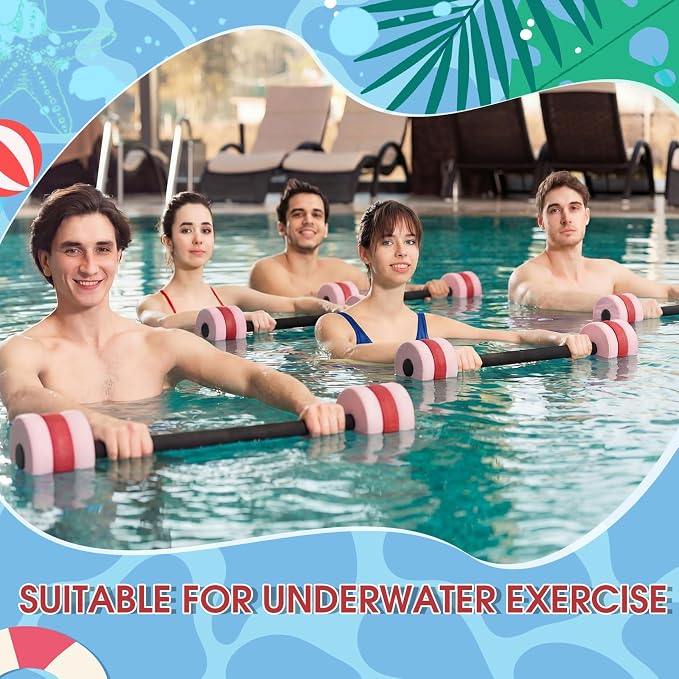 Soulchen Long Aquatic Exercise Dumbbells Pool Exercise Foam Water Weights Dumbbell Aquatic Pool Barbells with High Density EVA Foam for Swim Water Aerobics Workouts Loss