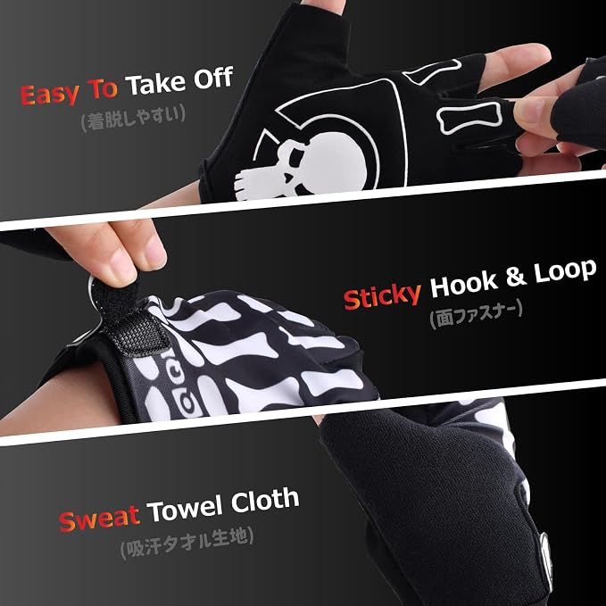 Skeleton Gloves Adjustable Lightweight Racing Skull Sports Work Bone Gloves Anti-Slip Breathable for Men & Women Motorcycle, Cycling, Biking, Workout