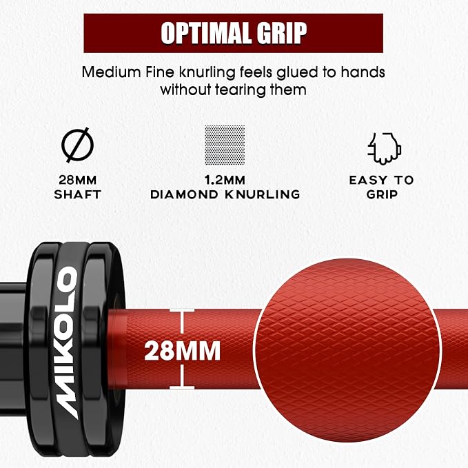 Mikolo 7ft Olympic Barbell, Barbell for Weightlifting and Powerlifting 45lb, Olympic Bar for 1500lbs Capacity, Weight Bar Fit 2” Standard Weights