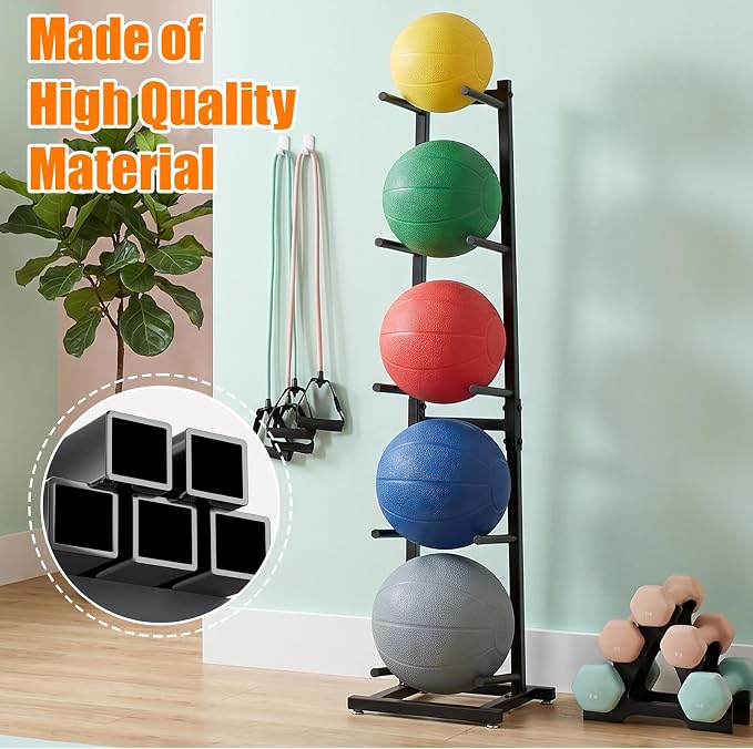 Medicine Ball Rack with Diameter Up to 11 inches | 6 balls rack capacity, perfect for organized gym, fitness & sports storage