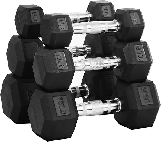 Hulkfit 60-550 lb Dumbbell Set, Rubber Coated Hex Dumbbells, Weights Dumbbells Set for Home Gym Training, Hand Weights for Women & Men