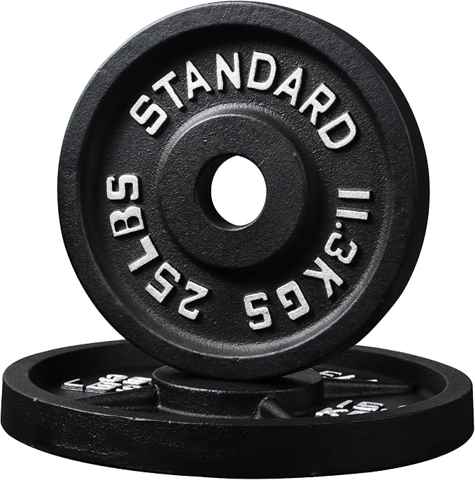 Signature Fitness Olympic 2-Inch Cast Iron Plate Weight Plate for Strength Training and Weightlifting, Multiple Sizes