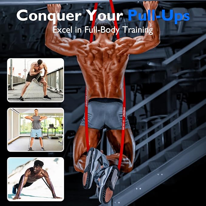 FitBeast Resistance Bands Set, Pull Up Assist Bands for Strength Training, Pilates, Yoga, Powerlifting, Stretching, Mobility Exercises, Muscle Toning, Full Body Workout