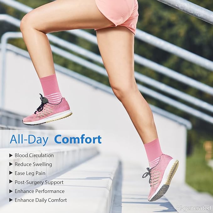 IRAMY Crew Compression Socks for Women Men with Ankle Arch Support Plantar Fasciitis Relief 3/6 Pairs