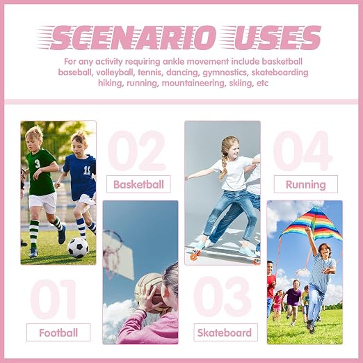 Tarpop 3 Pair Ankle Compression Sleeves for Kids Ankle Brace Compression Sleeves Foot Arch Sock for Girls Sports Running Dance Fitness Gymnastics(Pink,Medium)