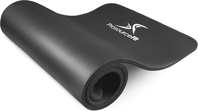 ProsourceFit Extra Thick Yoga and Pilates Mat 1/2” (13mm) or 1" (25mm), 71-inch Long High Density Exercise Mat with Comfort Foam and Carrying Strap