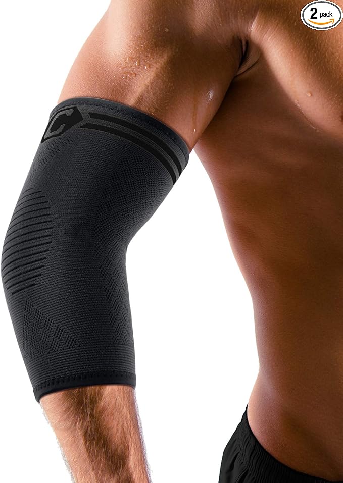 CAMBIVO 2 Pack Elbow Brace Compression Sleeve, Tennis & Golfer's Elbow | Breathable 3D Knit, Moisture-Wicking, No Straps or Velcro, Epicondylitis, Tendonitis & Arthritis Relief, All-Day Wear