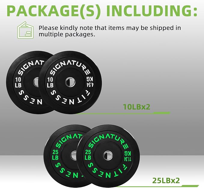 Fitvids 2-Inch Olympic Rubber Weight Plates Sets, Bumper Plates Set for Strength Training, 50-370 Lbs Multiple Options