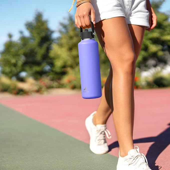 24 oz Vacuum Water Bottle for School: Lightweight, Leakproof, Flex Cap, BPA-Free, Cupholder Friendly, Vacuum Flask with Straw for Girl, College, Outdoors, Sport, Daily, Gift, Classroom (Citrus Dream)
