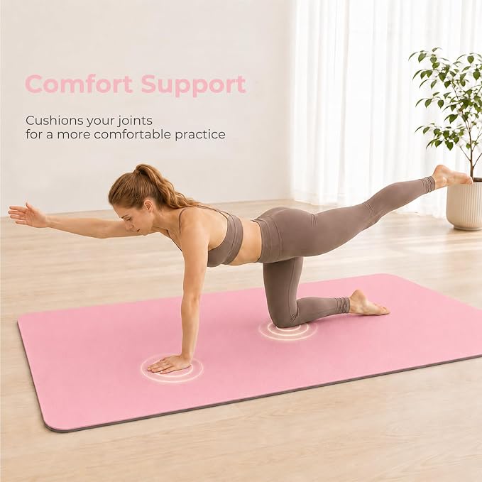 Yoga Mat 72''x24''/35''(8mm/10mm) for Beginners, Thick and Wide Yoga Mat with Carrying Strap for Pilates, Stretching and Home Workout
