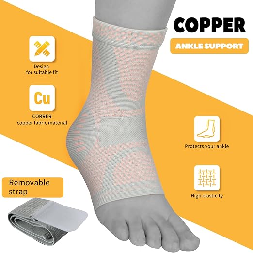 Ankle Brace for Men and Women Adjustable Compression Support (1Pair, Large) | Removable Figure-8 Straps, Anatomical fit - Ankle Sprains & Tendonitis & Plantar Fasciitis & Sports & Injury Recovery