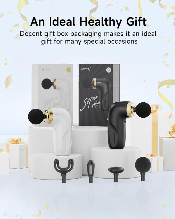 HEYCHY A1 Super Mini Massage Gun, Portable Deep Tissue Massager, White