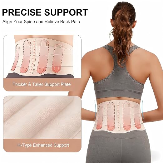 RANDY SUN Ergonomic Back Support for Women, Lightweight Posture Corrector for Office, Commute, No Pinching or Slipping, Improve Slouching Gentl, Pink, Large