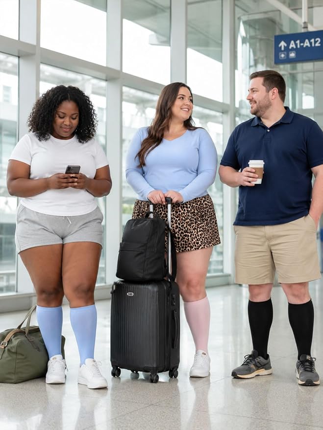 Plus Size Compression Leg Sleeves for Women& Men 15-20mmHg Wide Calf Knee High Leg Sleeves