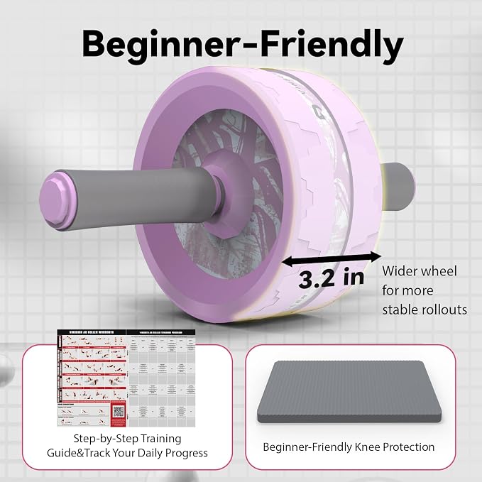 VINSGUIR Ab Roller Wheel, Abs & Core Workout Equipment for Home Gym with Knee Pad Accessories, Abdominal Wheel for Full-body Strength Training
