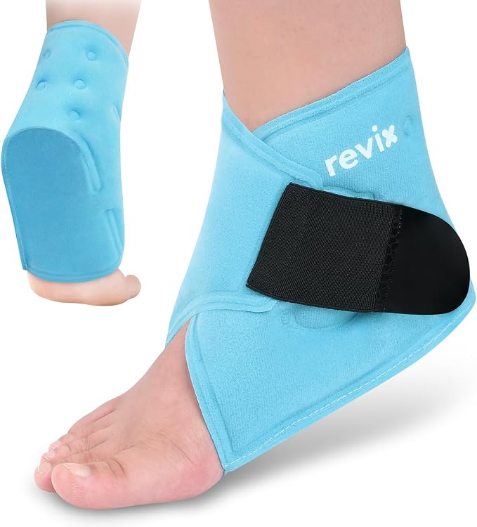 REVIX Ankle Ice Pack Wrap for Plantar Fasciitis & Foot Pain Relief | Ankle Ice Wrap with Cold Compression, Flexible Gel Pack for Achilles Tendonitis, Sprained Ankle, Heel Spurs and Swelling