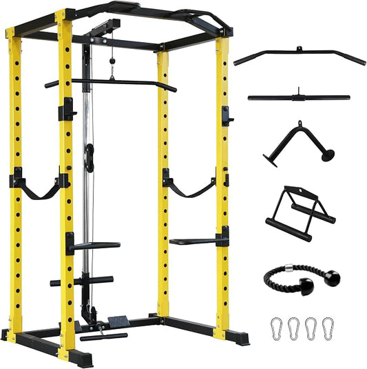 HulkFit Multifunction Heavy-Duty Power Cage Squat Rack, Home Gym,Multiple Sizes and Colors Available