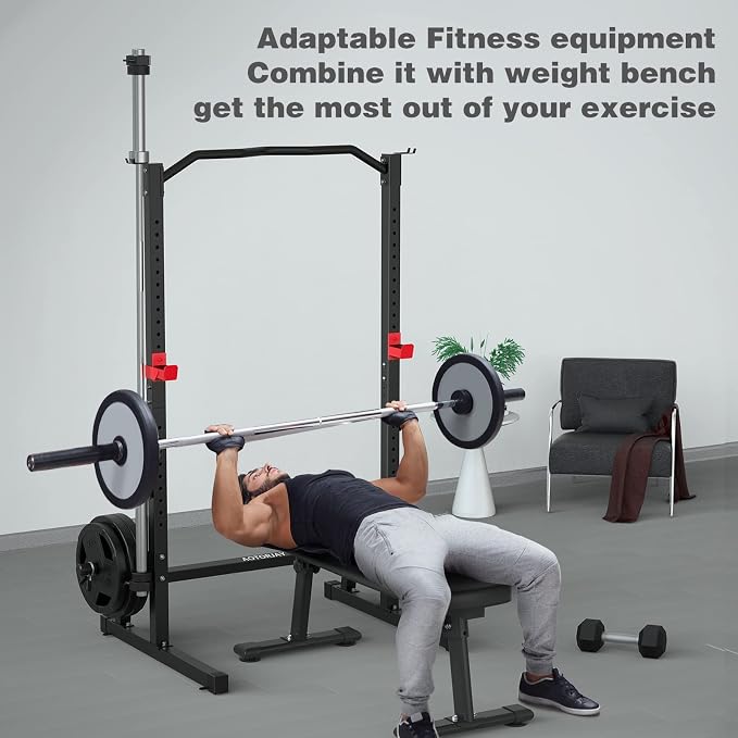 Power Cage Height Adjustable Squat Rack Home Gym Power Tower Multi-Function Pull Up Station Strength Training Squat Stand Barbell Rack