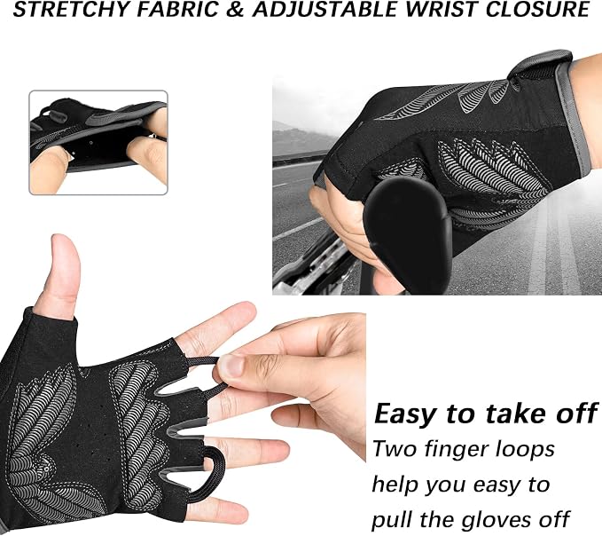 Cycling Gloves Bike Bicycle Gloves, Half Finger 5MM Gel Anti-Slip | Biking Gloves for Men Women Gym workout exercise Motorcycle Hiking Rowing Outdoor Sports