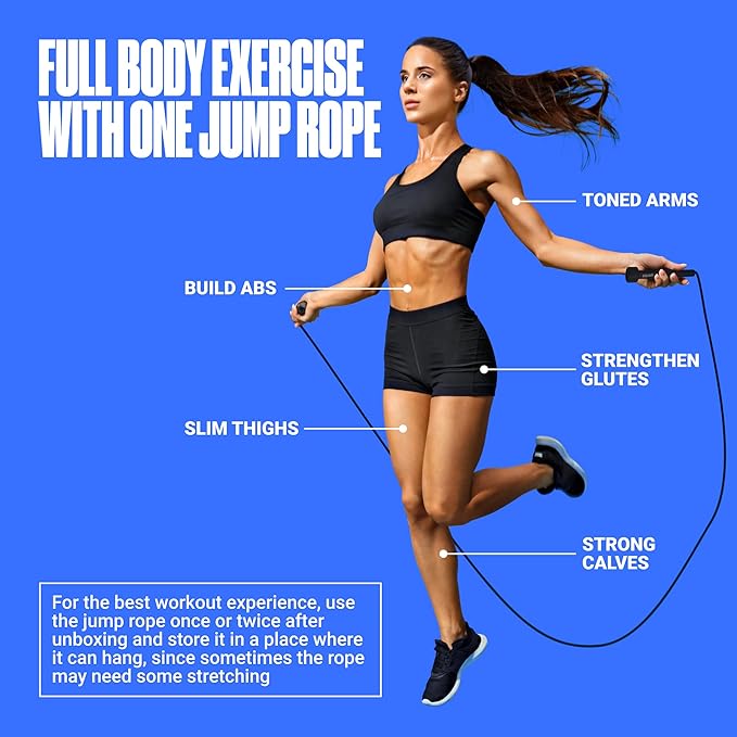 SPORTBIT Adjustable Jump Rope for Fitness and Exercise | Fitness and Exercise, Cardio, Boxing, and Weight Loss, Speed Rope, Men & Women