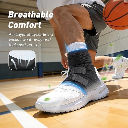 LETSHAKE Ankle Brace for Sprained Ankle, Stronger Support Ultra Lightweight | Dual Side Stabilizer Spring, Adjustable Breathable Comfortable for Injury Recovery, Basketball, Men Women Shoe Size 7.5-10.5