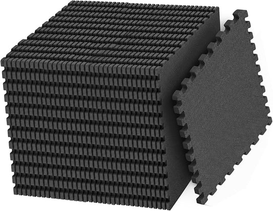 HulkFit Puzzle Exercise Mat, 1/2 Inch EVA Interlocking Foam Gym Flooring for Home Gym, Garage, Apartments, Shock-Absorbing Floor Tiles Workout Mat for Workout Equipment, MMA, Gymnastics, 36 Tiles