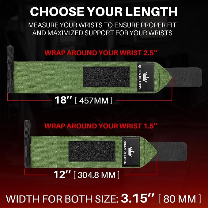TECEUM Elastic Cotton Weightlifting Wrist Wraps with Thumb Loops, 1 Pair