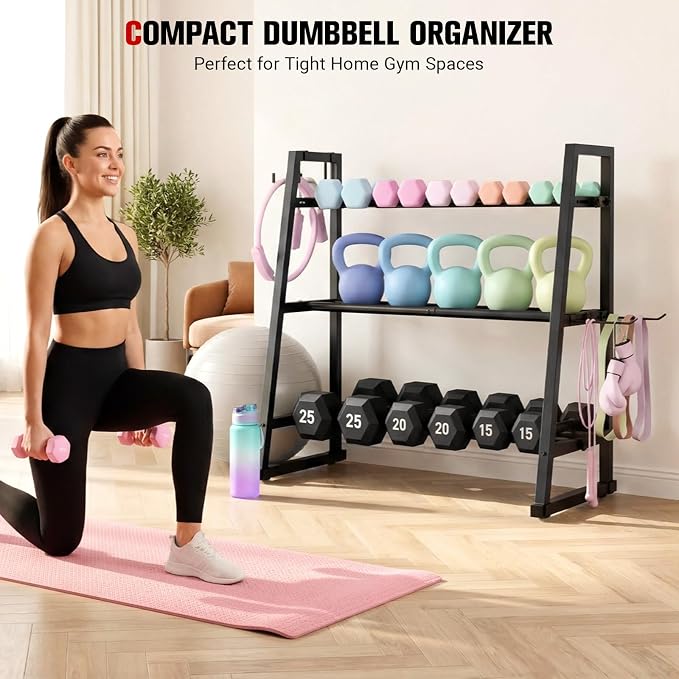 Dumbbell Rack Stand Only, Adjustable Weight Rack for Home Gym, Capacity Weight Storage Stand, Kettlebell & Dumbbell Organizer, Space-Saving Fitness Equipment Rack