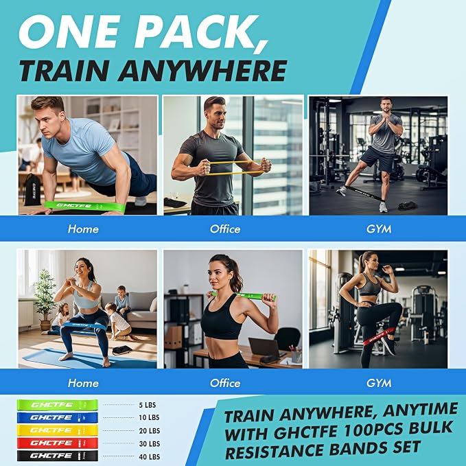 20/100PCS Resistance Bands Bulk Set for Trainers, Small Groups & Fitness Classes, Mini Bands for Glutes, Legs, and Core Workouts, Loop Exercise Bands with Storage Bag, Gift for Workout Buddies