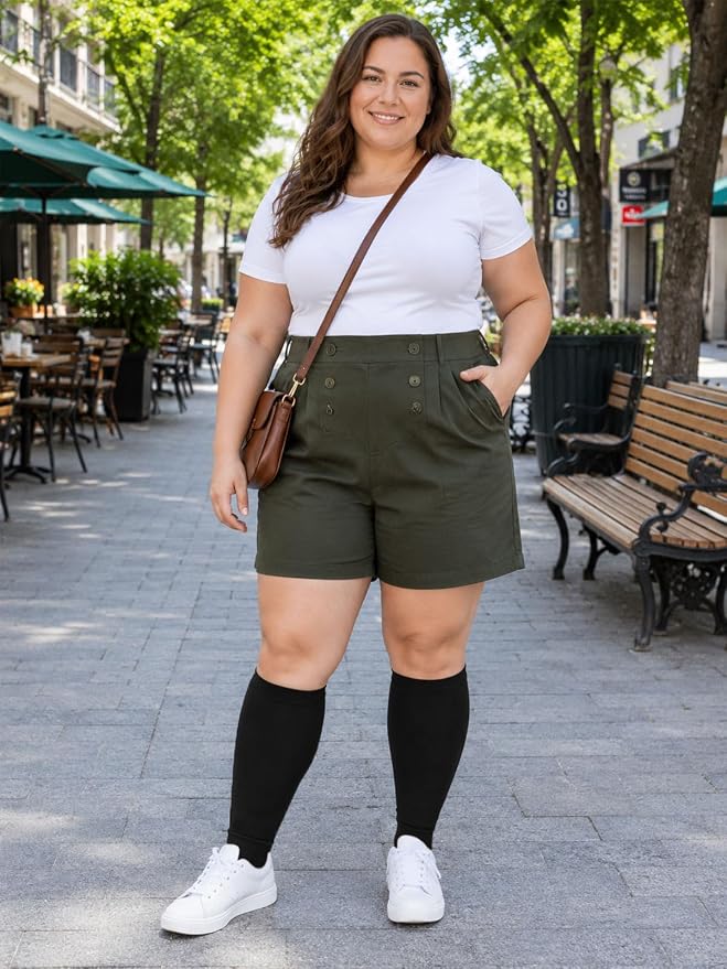 Plus Size Compression Leg Sleeves for Women& Men 15-20mmHg Wide Calf Knee High Leg Sleeves